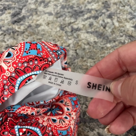 SHEIN red multi design two-piece bikini size small - Picture 4 of 9